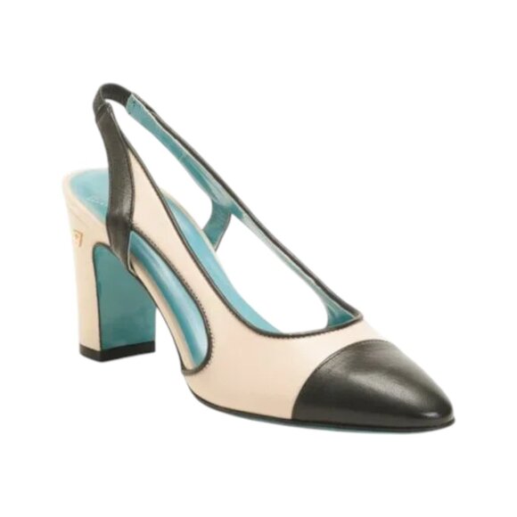 VALENTINA RANGONI Greige Made In Italy Narrow Leather Nicco Slingback Heels